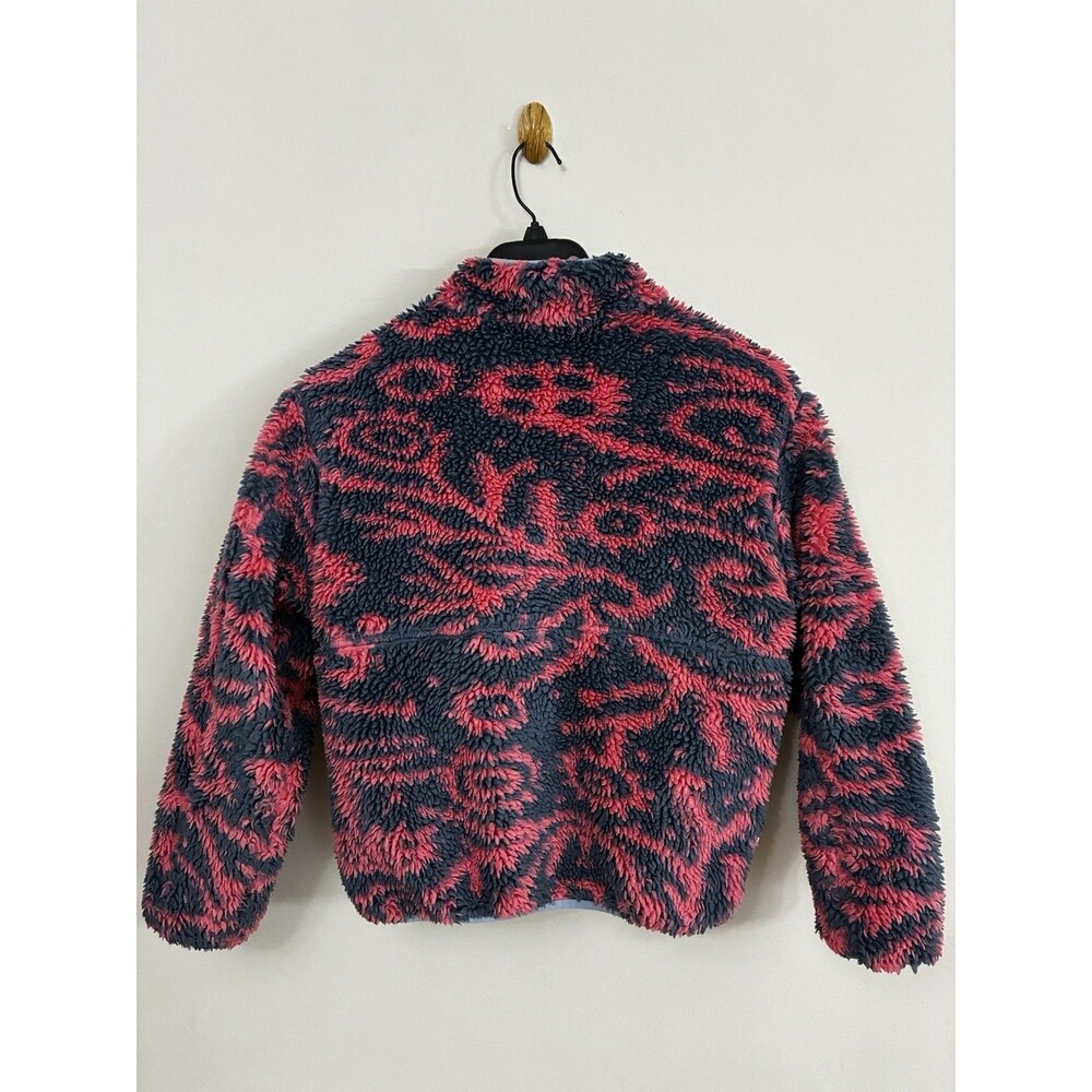 OBEY Teddy Bear Women's Aiden Sherpa Jacket Reversible Sweet Coral Multi Size XS - Picture 13 of 15